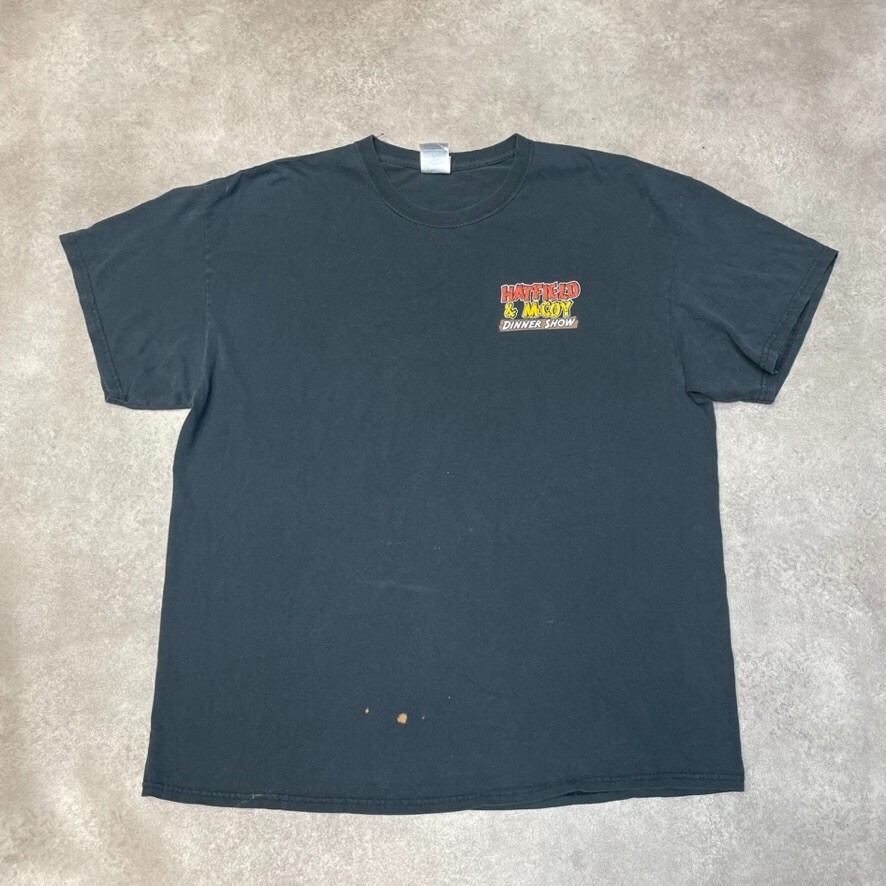 Feud N Feast N T-Shirt Mens Y2K Dinner Show Graphic Short Sleeve Tee Black XL image 2