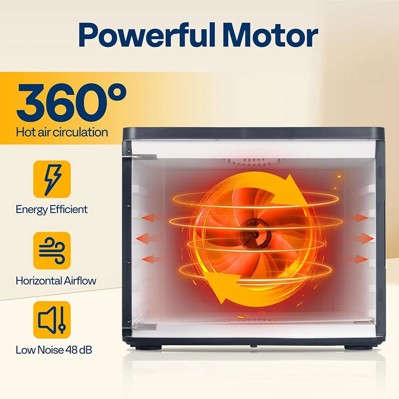 6 Trays Food Dehydrator Stainless Steel Meat Fruit Vegetable Jerky Dryer Machine - Image 3 of 4