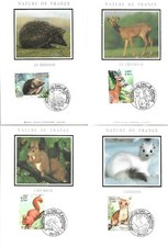 3381/4+ FDC 4 CARTES 1er JOUR SUR  SOIE   SERIE  NATURE FAUNE