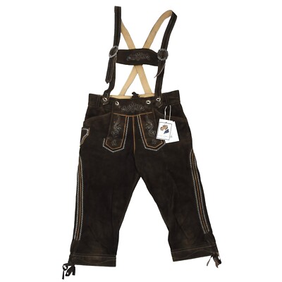 STOCKERPOINT Gr 44 Wildbock Lederhose Leather Tracht Dunkelbraun Oktoberfest Bro