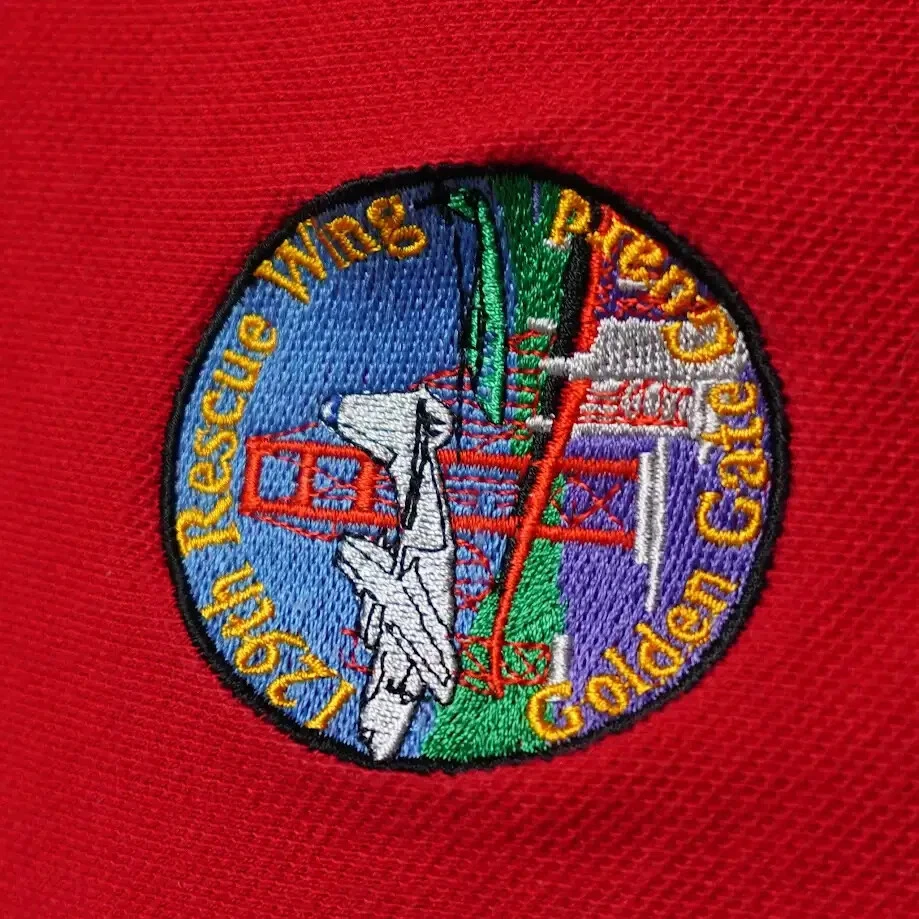 Golden Gate Guard 129th Rescue Wing Polo Shirt Men's Large Red Patch Logo Pullo - Image 2 of 4