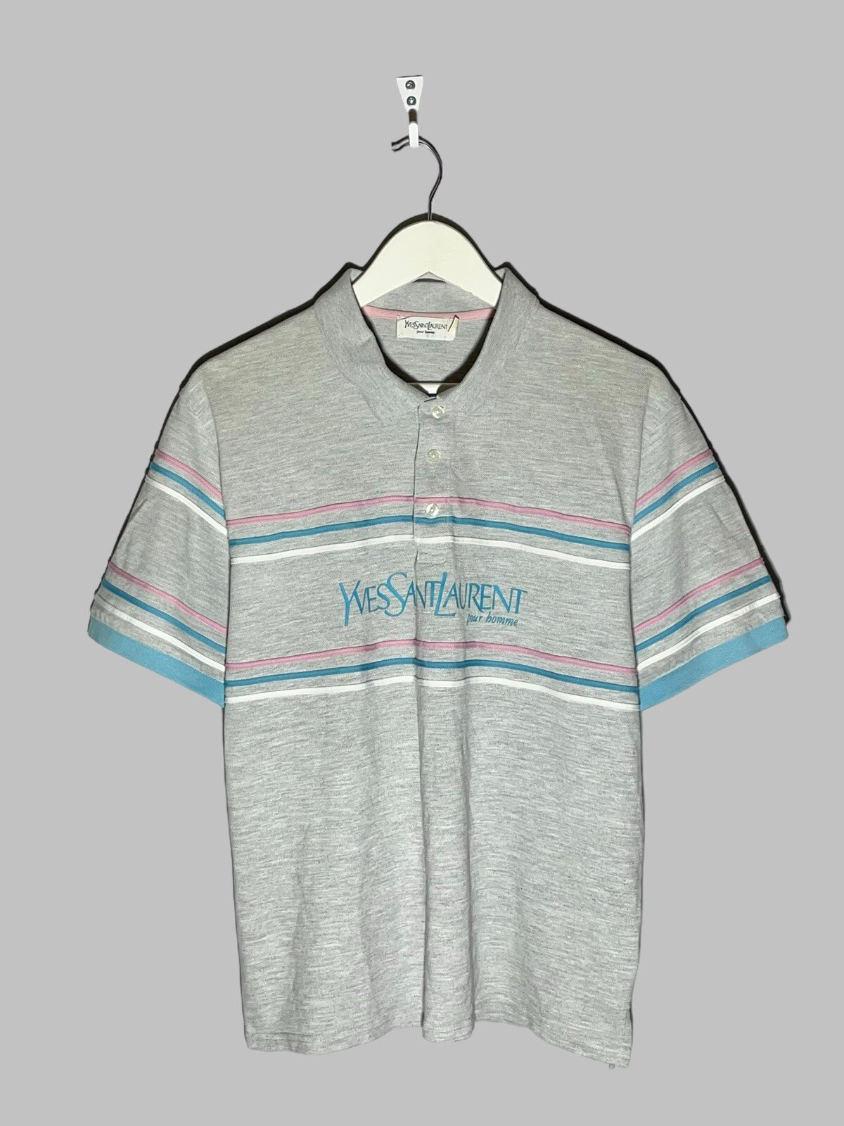 Polo uomo Yves Saint Laurent logo Spellout Y2K