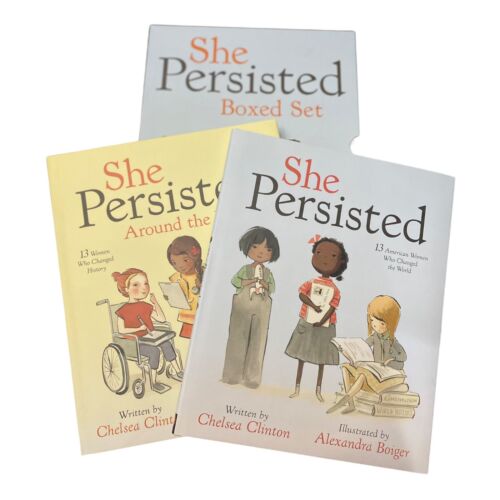 She Persisted Boxed Set of 2 Illustrated Books by Hillary Clinton in Slip Case  - Picture 1 of 9