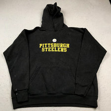 VINTAGE Pittsburgh Steelers Hoodie Mens Medium Black Sweatshirt Pullover 90s