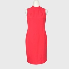 Eliza J Womens Petite Sleeveless Sheath Dress Coral Pink High Neck size 6P