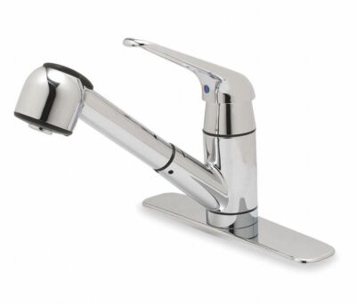 TRIDENT Kitchen Fauc., Spray, 1.80gpm, 8-11/16In Spt, 5DJD4