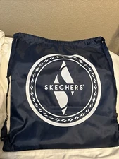 Sketchers Nylon Drawstring Backpack Gym Bag Navy Blue & White Logo Adjustable