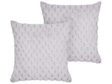 Image of Set of 2 Faux Fur Cushions 43 x 43 cm Light Grey PURSLANE