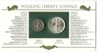 1943 Walking Liberty Half Dollar 1993 American Eagle 1 oz Silver Coin Panel K461