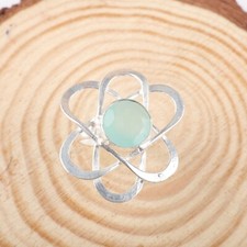 Aqua Chalcedony Gemstone 925 Sterling Silver Jewelry Handmade Ring Gift For Her