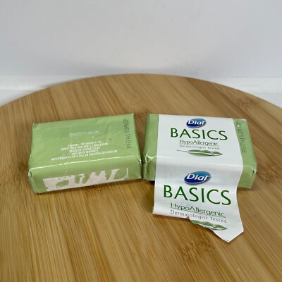Dial Basics Hypo Allergenic Bar Soap 3.2 Oz 2 Bars Discontinued Damaged Label