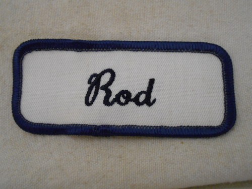 ROD USED EMBROIDERED VINTAGE SEW ON NAME PATCH TAGS ASSORTED COLORS 