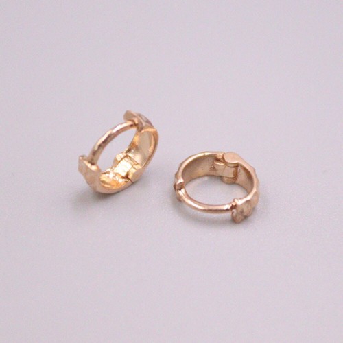 Pure Au750 18K Rose Gold Women Lucky Full Star Earrings Hoop 0.6-0.7g 7*2.1mm - Picture 3 of 5