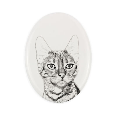 Toyger Cat Scratching Plate With A Photo Of A Cat Art-Dog