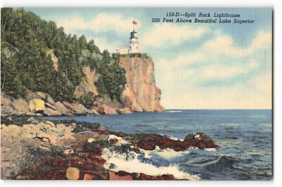 Split Rock Lighthouse Above Lake Superior VTG Postcard SK1.