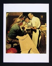 Norman Rockwell Print - War News - Diner Scene - Vintage Reprint