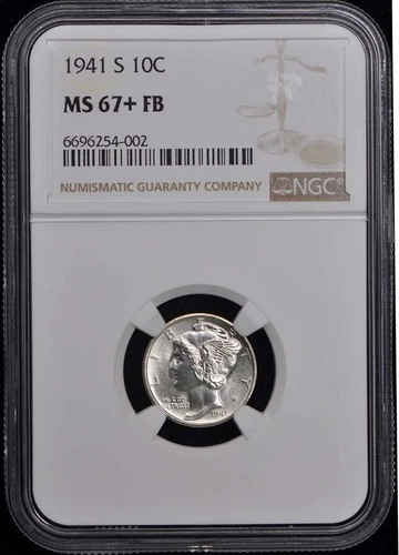 1941-S Mercury Dime 10C NGC MS67+FB