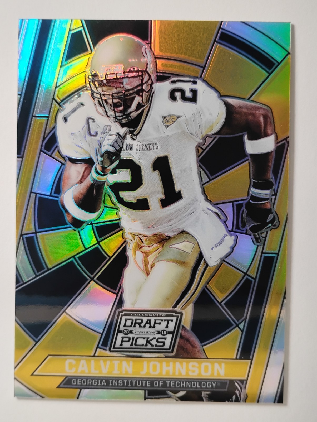 2016 Prizm Collegiate Draft Picks Stained Glass Calvin Johnson #16 Lions GT 