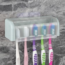 Toothbrush Holder Wall Mounted With Cover For Bathroom 5 Slots Toothbrush Storag