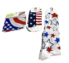 3 Pairs Patriotic Socks 1 Bandana Novelty Ankle Knee High Stars Striped JoAnn's