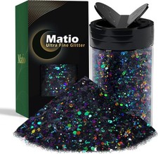 Black Holographic Chunky Glitter 7.8oz for Resin Nail Art  DIY Crafts