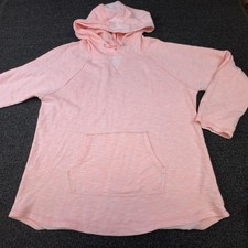 Calvin Klein Hoodie Sweatshirt Womens XXL Pink Lightweight Logo Pullover Knit