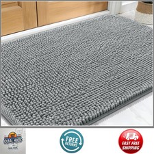 Dog Door Mat 30x20 Grey Non-Slip Quick Dry Chenille Mud Mat Washable Indoor