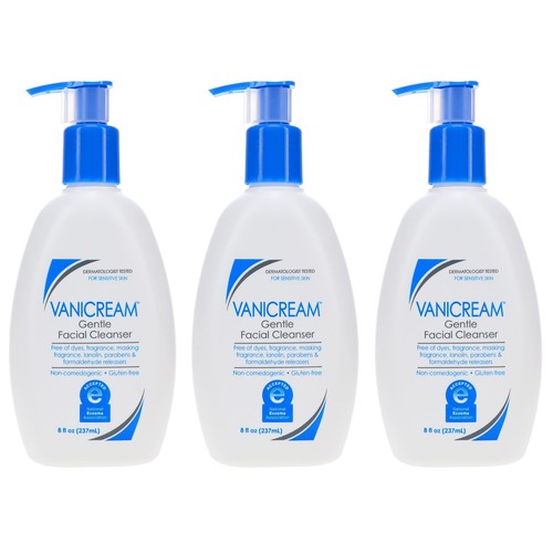 Gentle Facial Cleanser for Sensitive Skin, 8 Oz (Pack of 3), Unscented, 24 Fl Oz