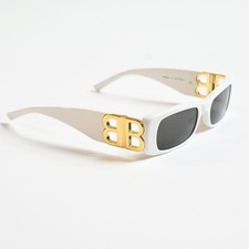 Balenciaga BB0096S 011 Womens Authentic Sunglasses White/Gold, 51mm - New