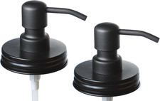 Black Mason Jar Soap Dispenser Lids - Two Pack   Made from Rust Proof Stainless