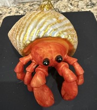Hermit Crab Glitter Shell Mercury Style Glass Ornament