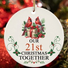 Our 21st Anniversary Christmas Together Ornament 21 Year Cardinal Couple In Love