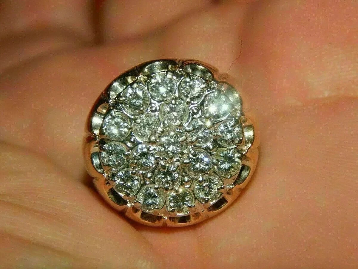 2Ct Lab Created Round Cut Diamond Wedding Pinky Ring Mens 10K Yellow Gold Over