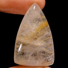 Natural Golden Rutile Quartz Triangle Cabochon Gemstone 37 Ct 30X19X8 mm X-10347