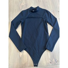 C3 Abercrombie Fitch Soft AF Mock Neck Cutout Long Sleeve Bodysuit Black Small