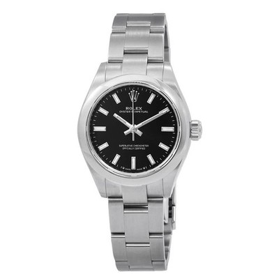 Rolex Oyster Perpetual 28 Automatic Chronometer Black Dial Ladies Watch