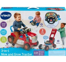 VTech 3-in-1 Mow and Grow Tractor Ride-On Tractor Push-Along Mower BNIB RRP £50