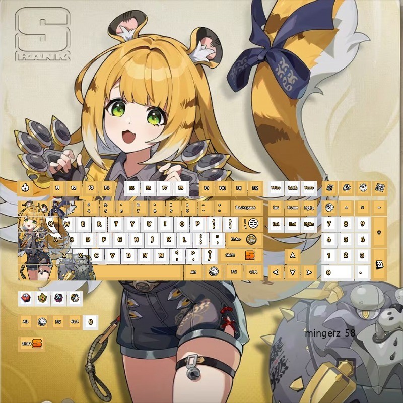 Zenless Zone Zero Ju Fufu Mechanical Keyboard Keycaps 108 Keys Birthday Gift