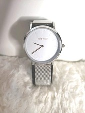 NINE WEST Woman's LIANA 31mm Silver Quartz Dress Watch with Metal Mesh Band. NEW