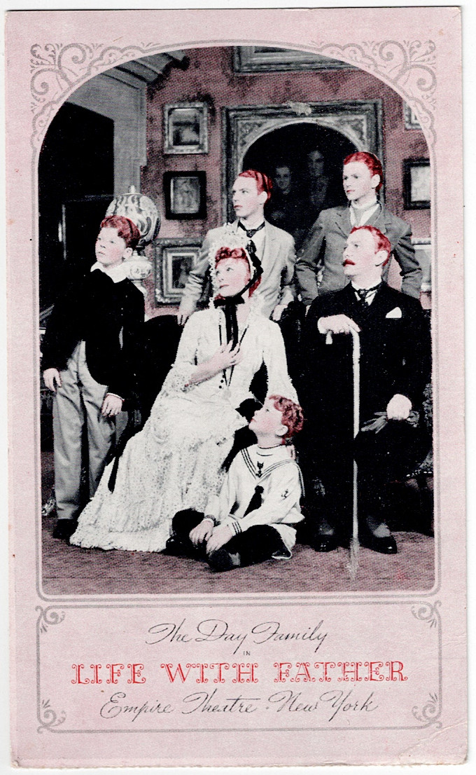 The Day Family Postcard Life With Father Empire Theatre New York NY 1941 Vintage