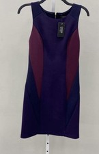 NWT Guess Women's Eggplant Multi Sleeveless Scuba Back Zip Dress Size 6