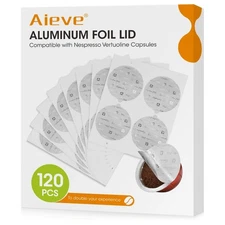 120pcs Aluminum Foil Seal Lids for Reusable Nespresso Vertuo Pods, Compatible wi