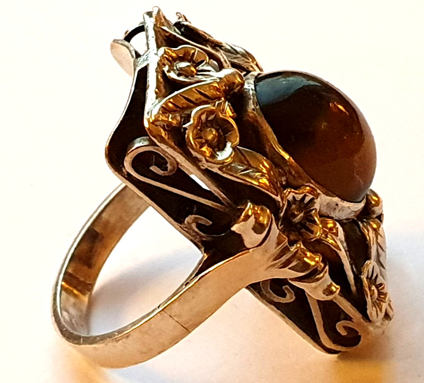 Ring solid silver with tiger's eye handmade RG 59… - image 6