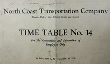 Seattle Everett Interurban North Coast Transportation Co Employee Timetable 1930