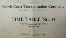 Seattle Everett Interurban North Coast Transportation Co Employee Timetable 1930