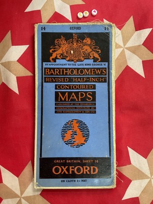 Vintage Bartholowmew's Half-Inch Contoured Map- RARE CLOTH OXFORD