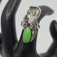 Navajo Sterling Silver Native American Green Stone Ring Size 6.5