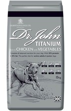 15KG - Dr John Titanium Dry Dog Food with Chicken - 25% Protein for Working Dogs 2.22 per kilo