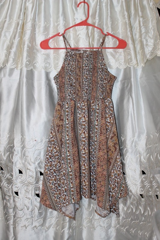 No Comment Sundress Girls Size Small Strap Earthy Tones Bohemian Dress