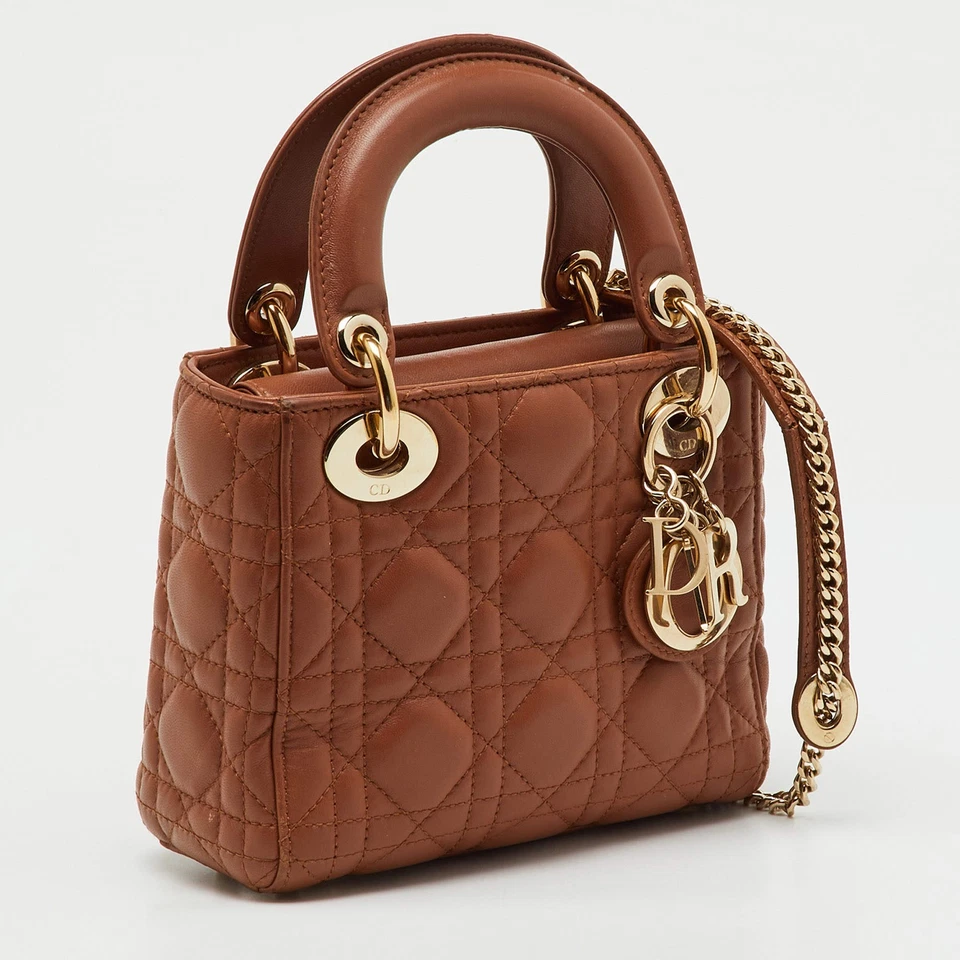 Bolso de Mano Dior Marrón Cannage Cuero Mini Dama Dior Foto 3 de 4
